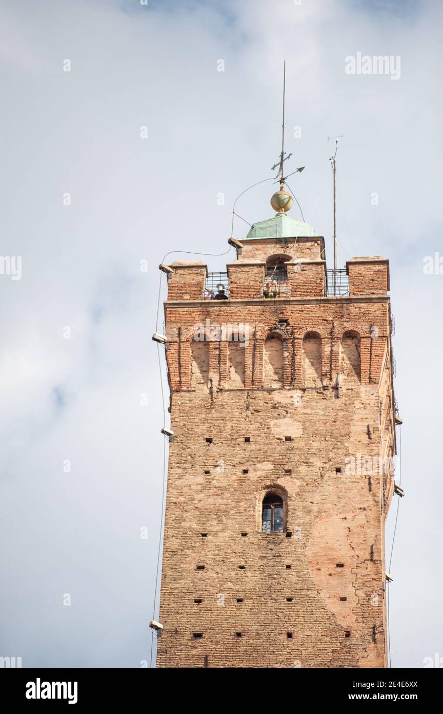 BOLOGNA, ITALY SEPTEMBER 30, 2019 view of Torre Garisenda and Torre