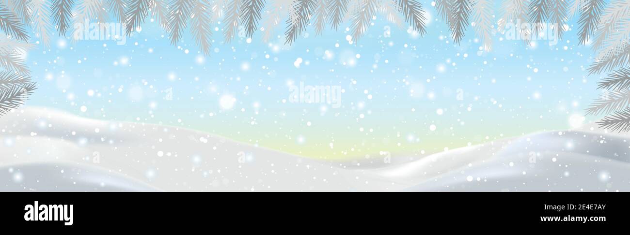 Snowdrifts on a background of blue sky with falling snow - illustration ...