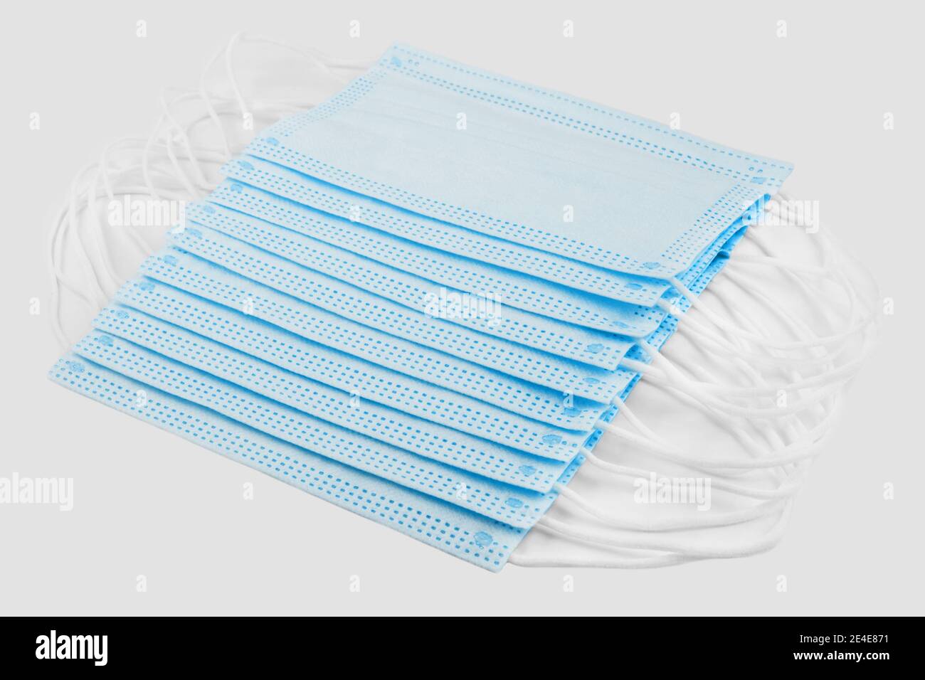 Zehn blaue Medizinische Masken close up Stock Photo - Alamy