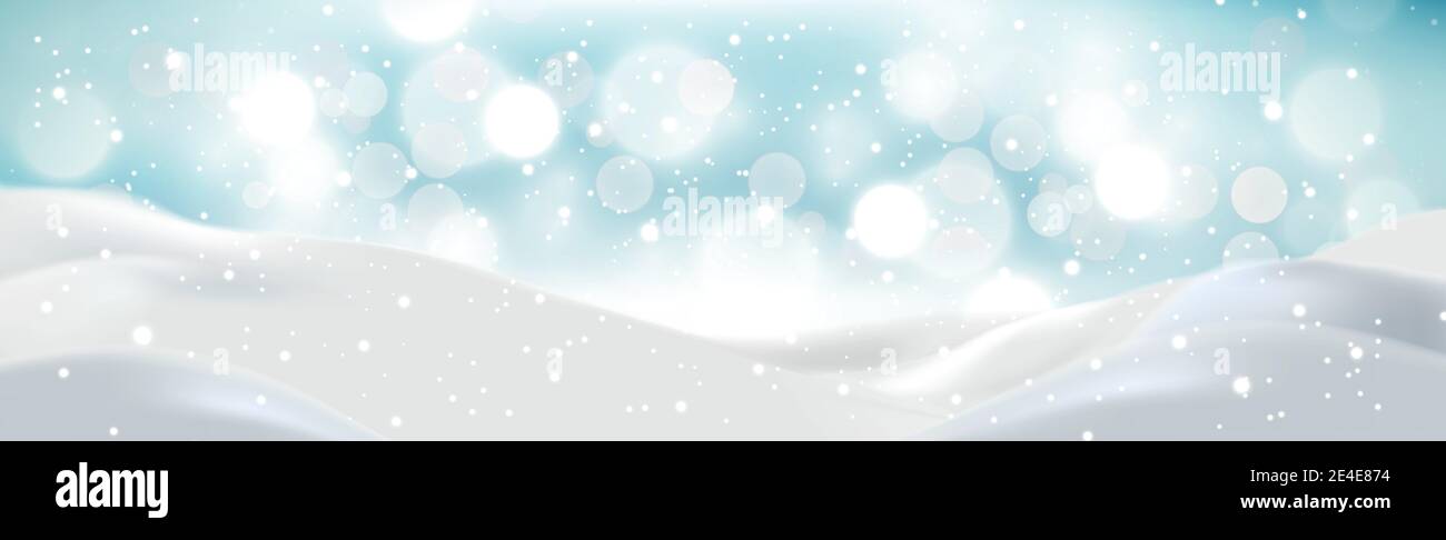 Snowdrifts on a background of blue sky with falling snow - illustration ...