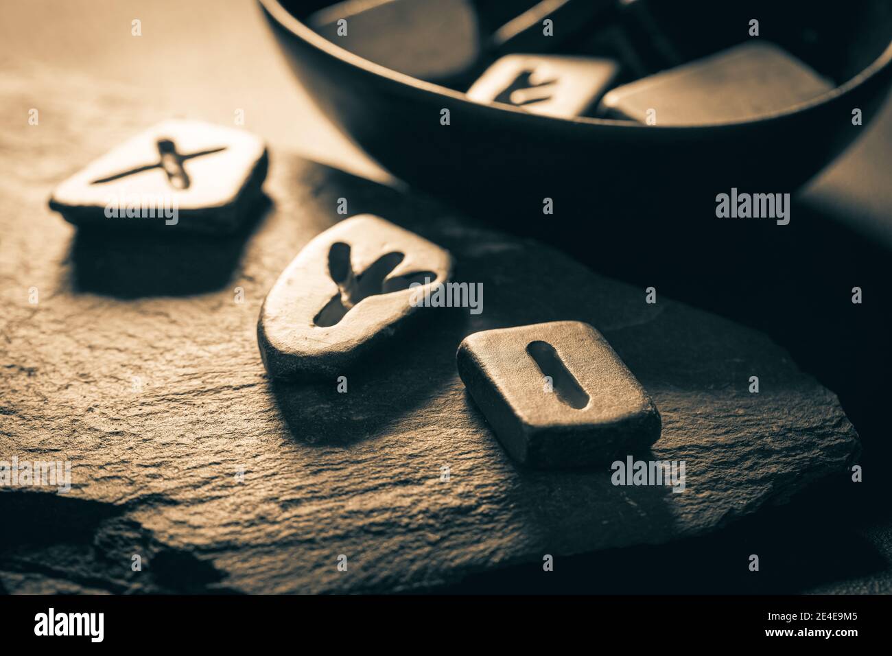 Closeup of runic stones with signs based on Celtic language Stock Photo ...