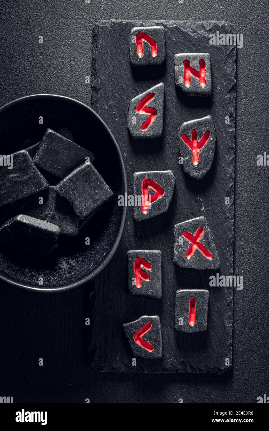 Top view of runic divination by stones based on antique language Stock ...