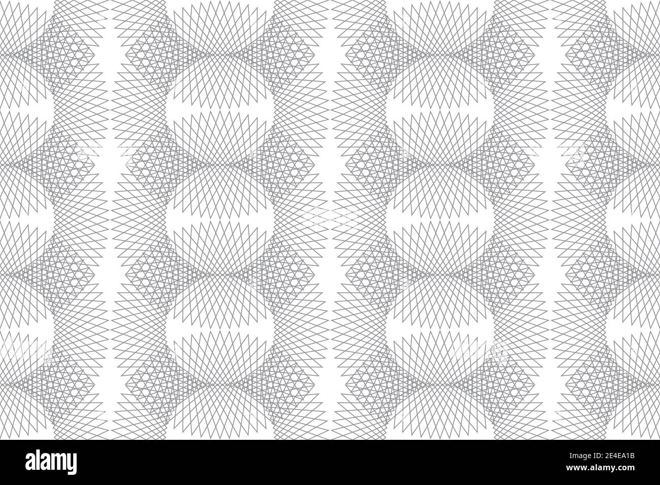 Seamless, abstract background pattern made with repetitive lines forming circular geometric shapes, Mandala style vector art in black and white colors Stock Photo