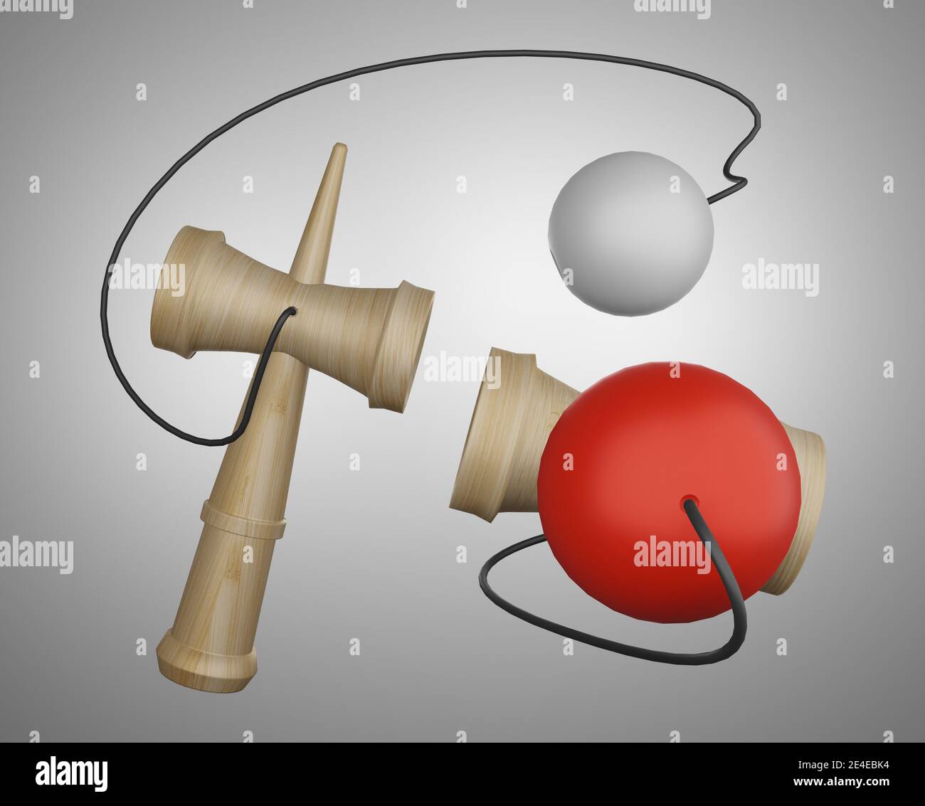 The kendama ,Japanese toys isolated white background.3D rendering Stock ...