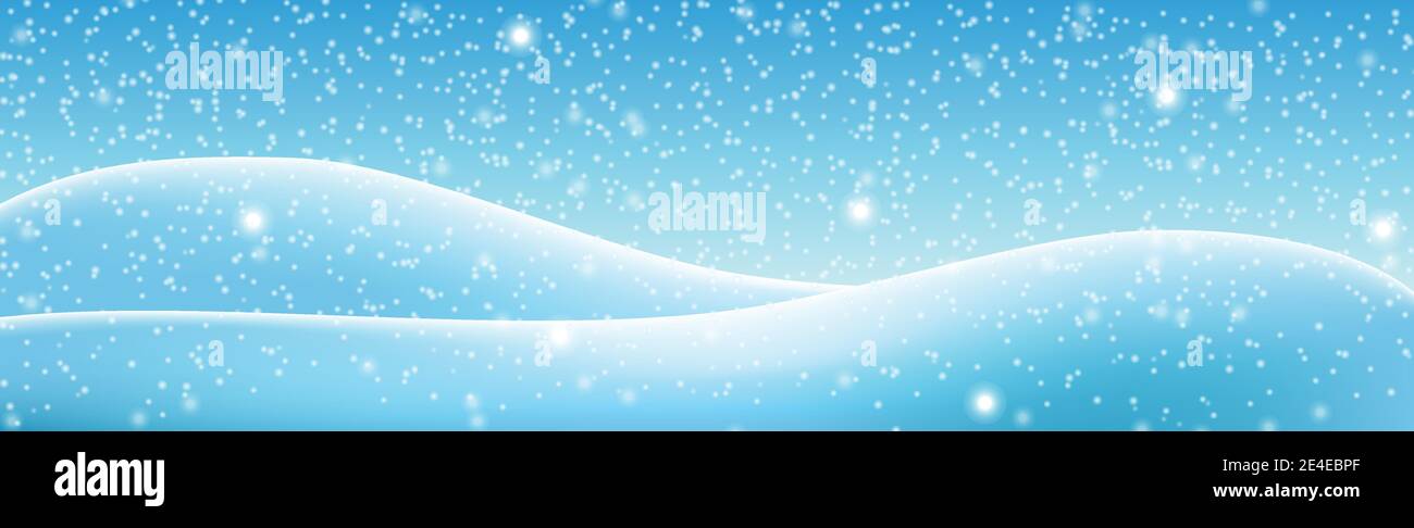 Snowdrifts on a background of blue sky with falling snow - illustration ...