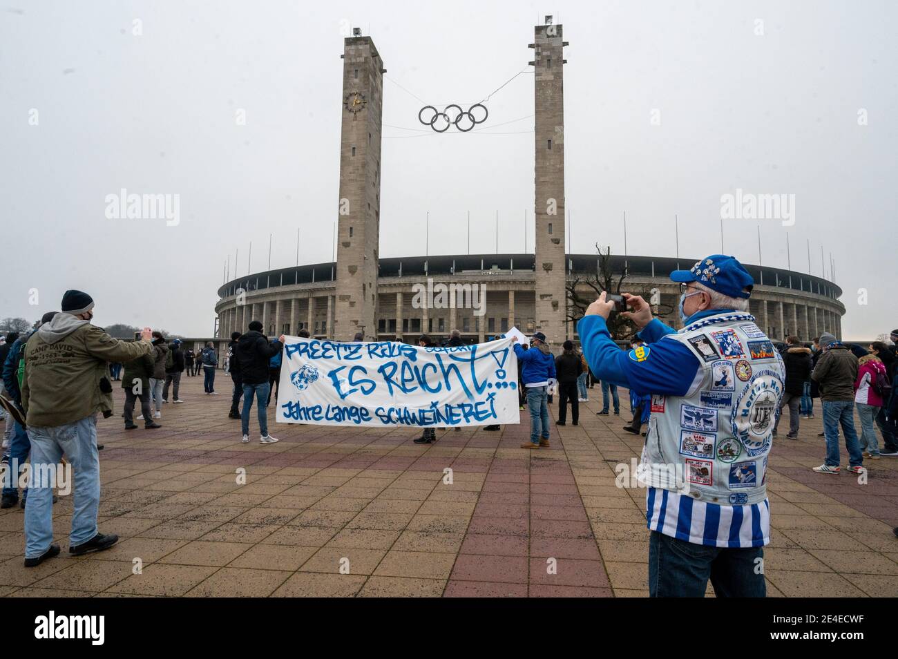 Soccer Fans Hold Banner Reading High Resolution Stock Photography And Images Alamy