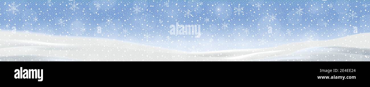 Snowdrifts on a background of blue sky with falling snow - illustration ...