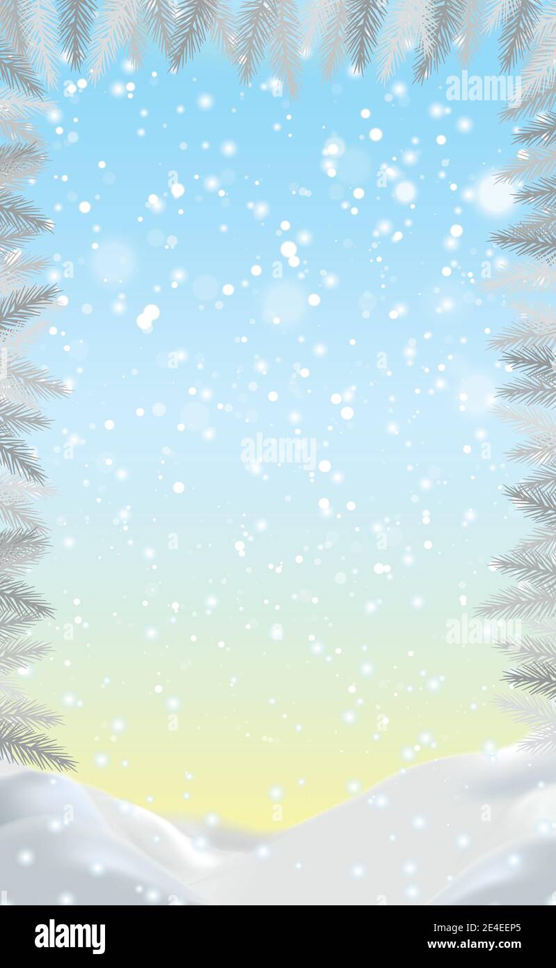Snowdrifts on a background of blue sky with falling snow - illustration ...