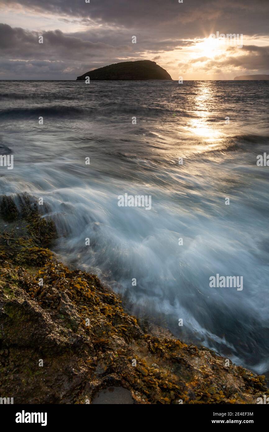 Sunrise over Puffin Island, Anglesey, North Wales Stock Photo