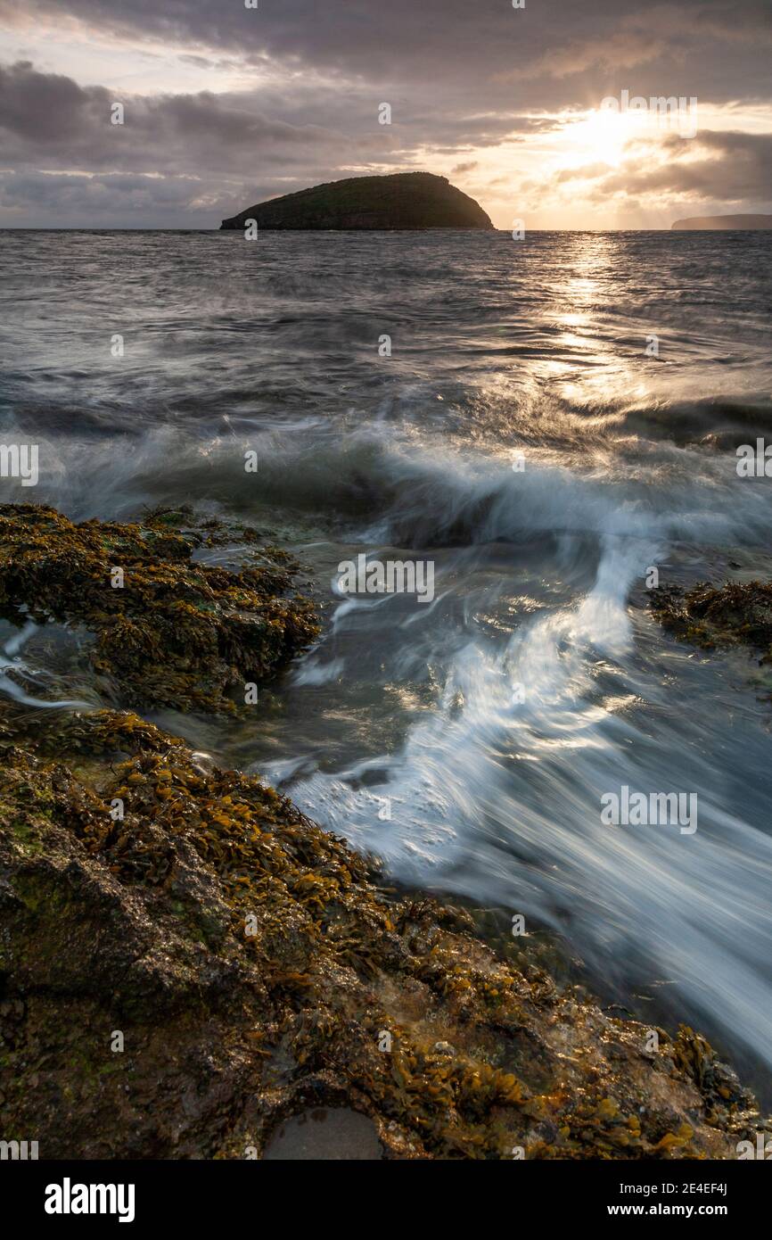 Sunrise over Puffin Island, Anglesey, North Wales Stock Photo