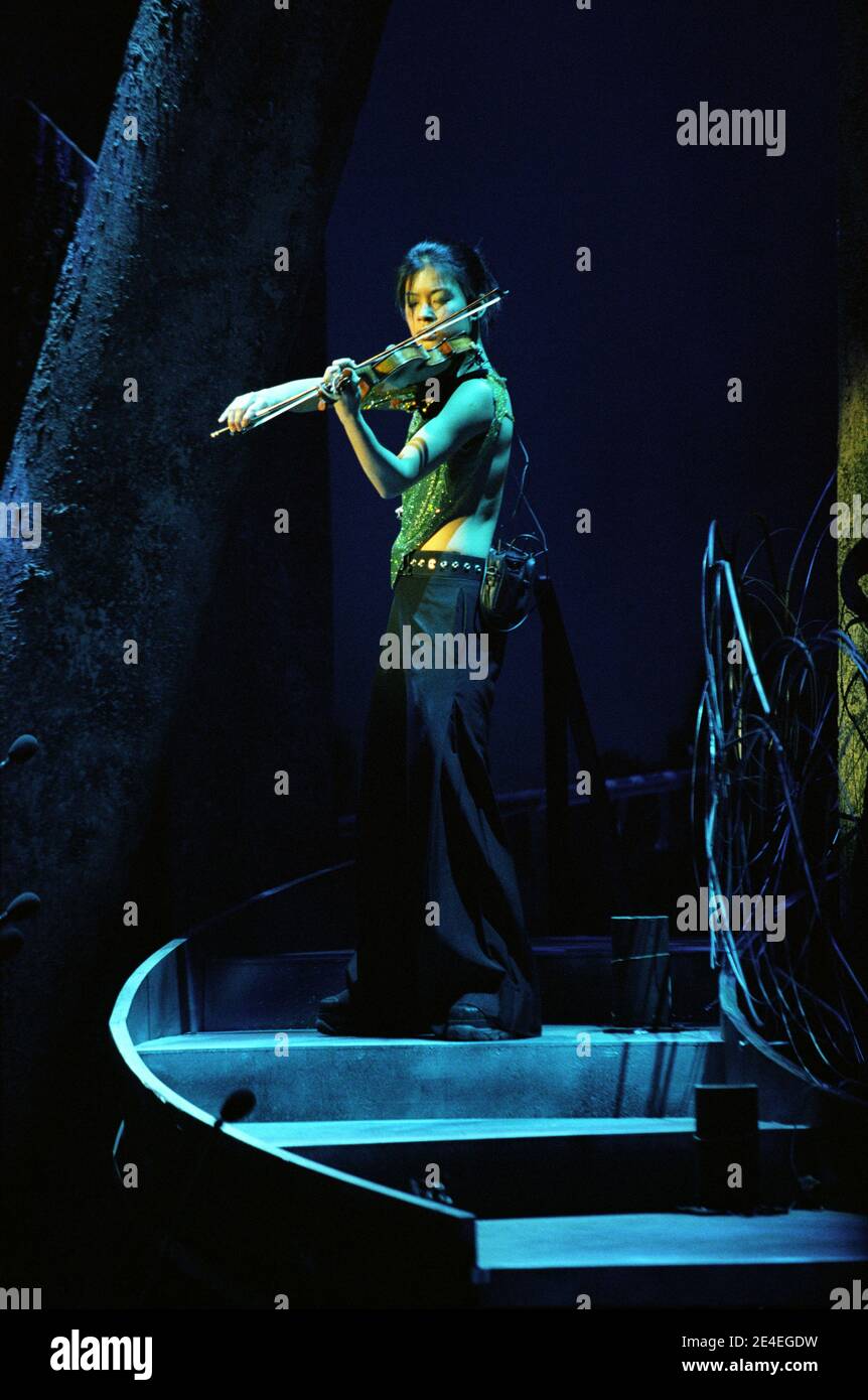 Vanessa Mae performing on stage at The Classical Brit Awards 2000, held at The Royal Albert Hall in London, UK. 6th May 2000 Stock Photo