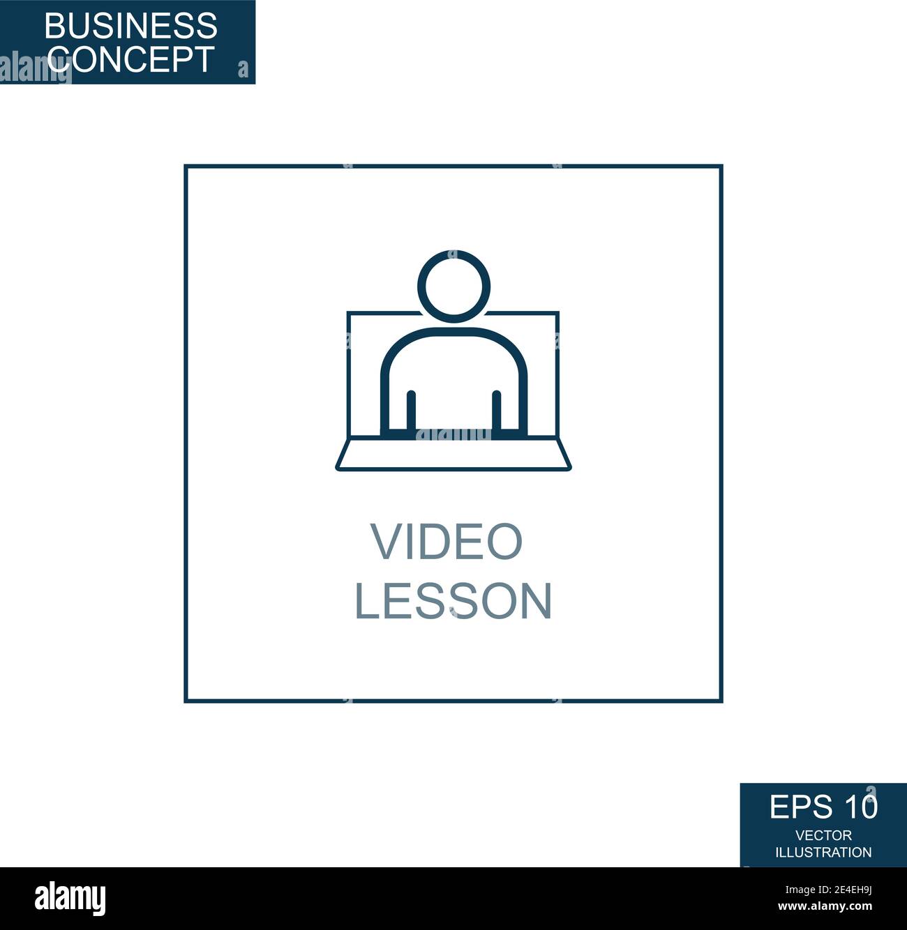 Business concept, web icon from thin lines. Video tutorials support - Vector illustration Stock Vector
