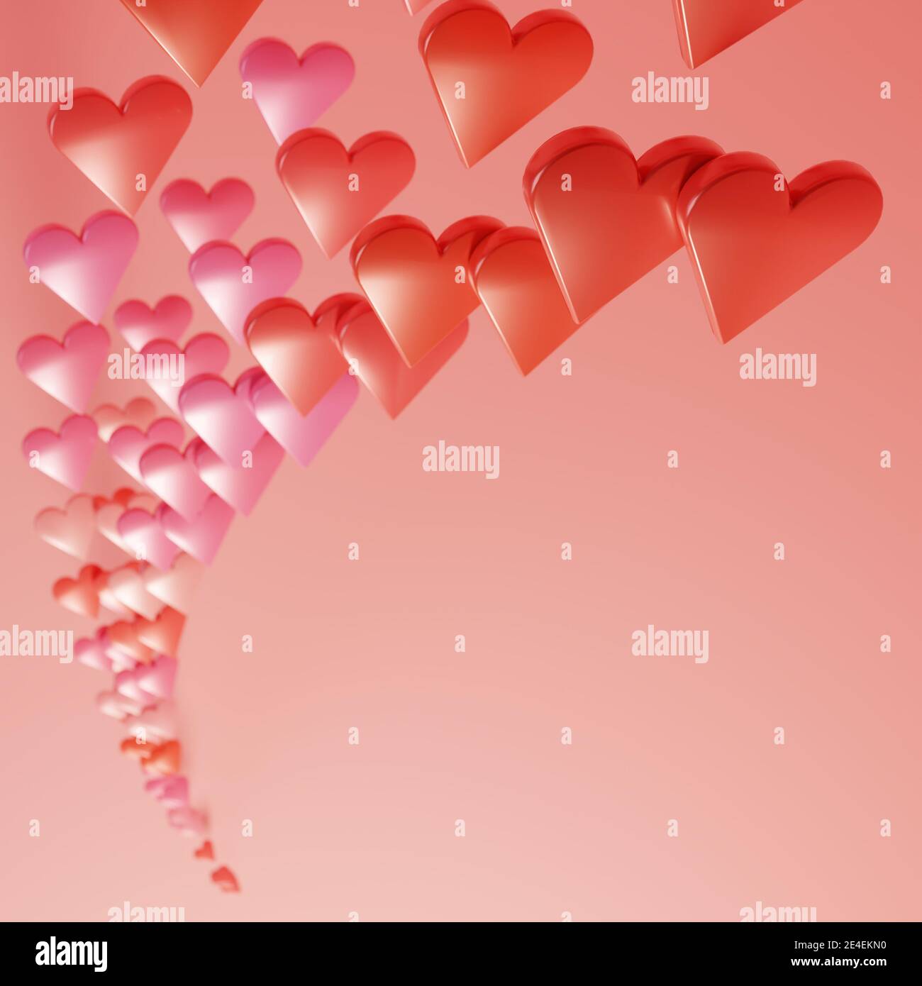 Love, affection,concept background. Flying red hearts on pink ...