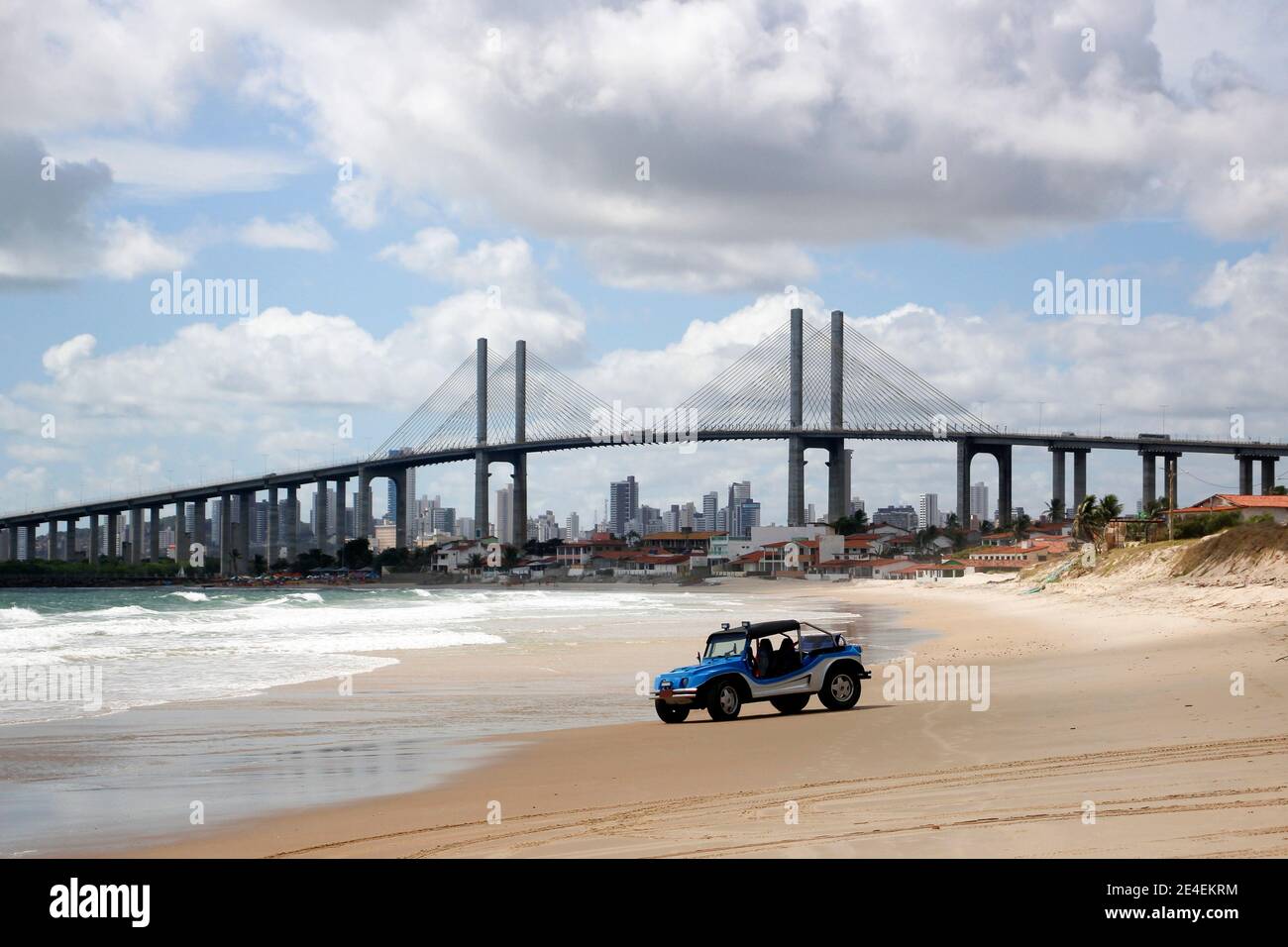 Newton Navarro bridge scene, Natal city landscape, with buggy car in the foreground in Rio Grande do Norte, Brazil Stock Photo