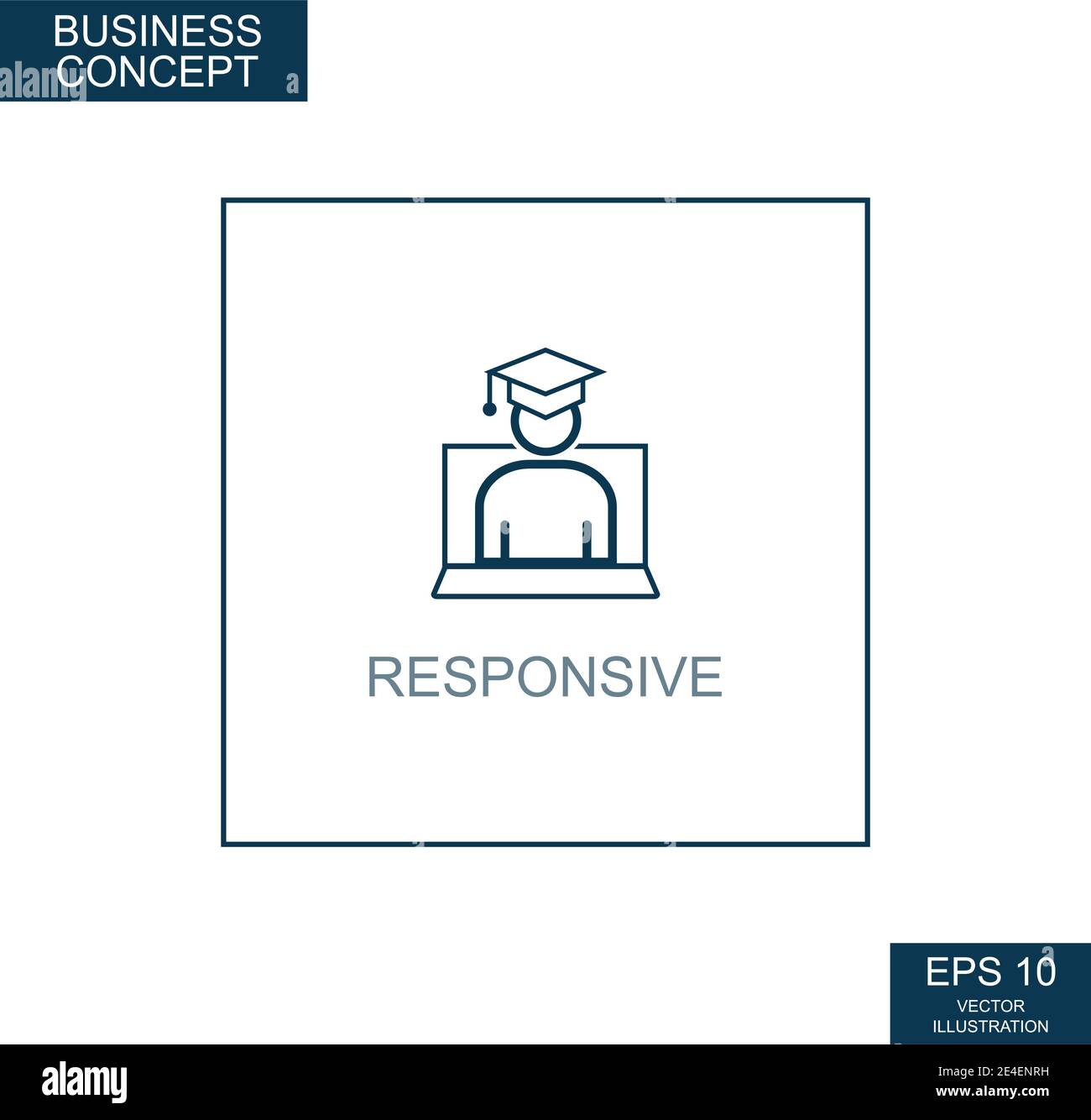 Business concept, web icon from thin lines. Responsive - Vector illustration Stock Vector