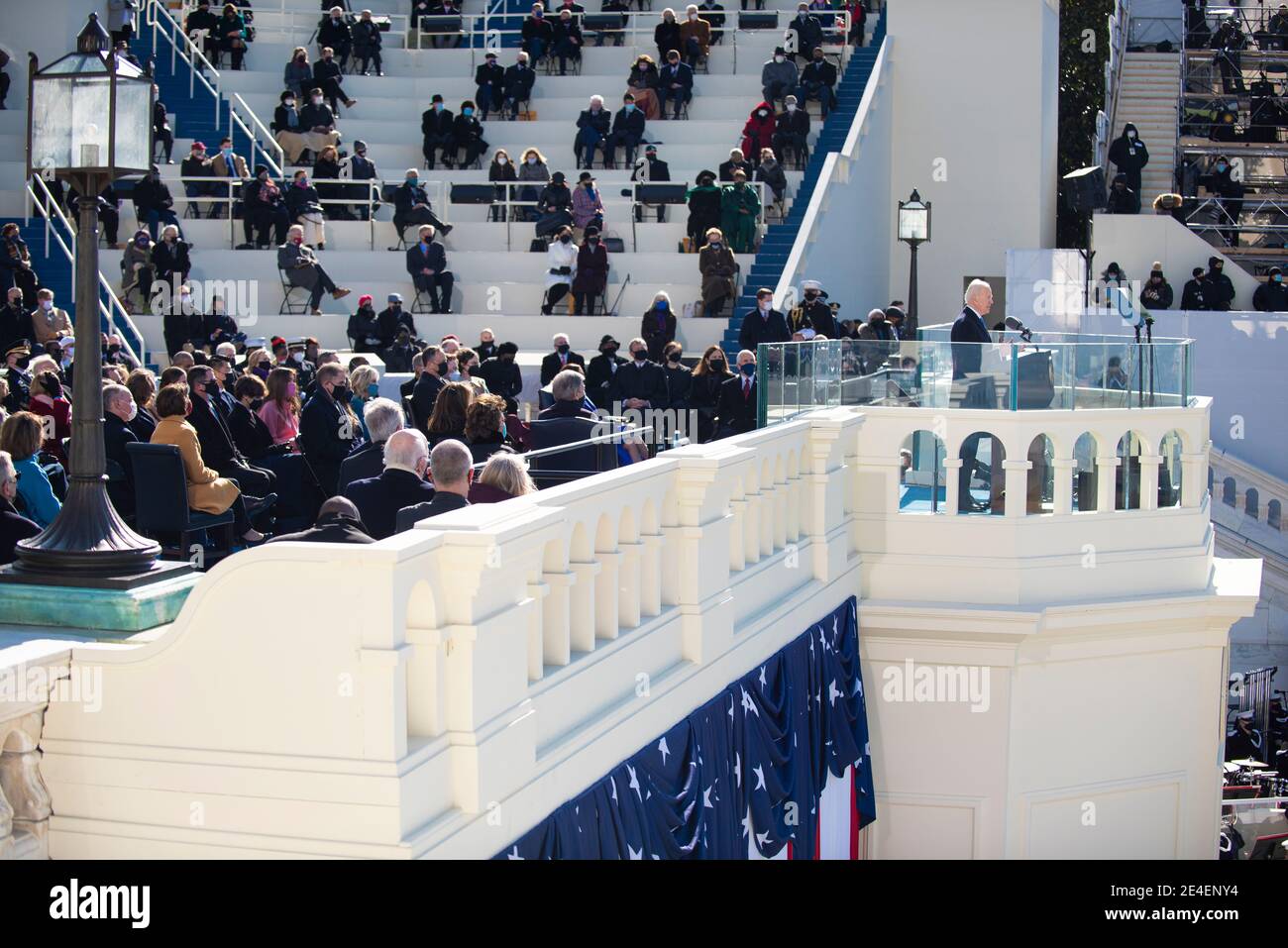 Washington, United States Of America. 20th Jan, 2021. U.S President Joe Biden delivers the inaugural address during the 59th Presidential Inauguration ceremony at the West Front of the U.S. Capitol January 20, 2021 in Washington, DC Credit: Planetpix/Alamy Live News Stock Photo