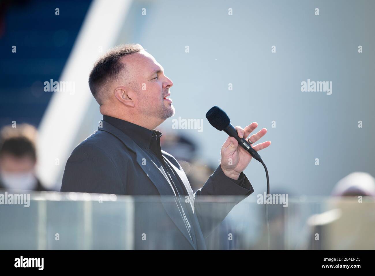 Washington, United States Of America. 20th Jan, 2021. Country Singer Garth Brooks sings Amazing Grace, during the 59th Presidential Inauguration ceremony at the West Front of the U.S. Capitol January 20, 2021 in Washington, DC Credit: Planetpix/Alamy Live News Stock Photo