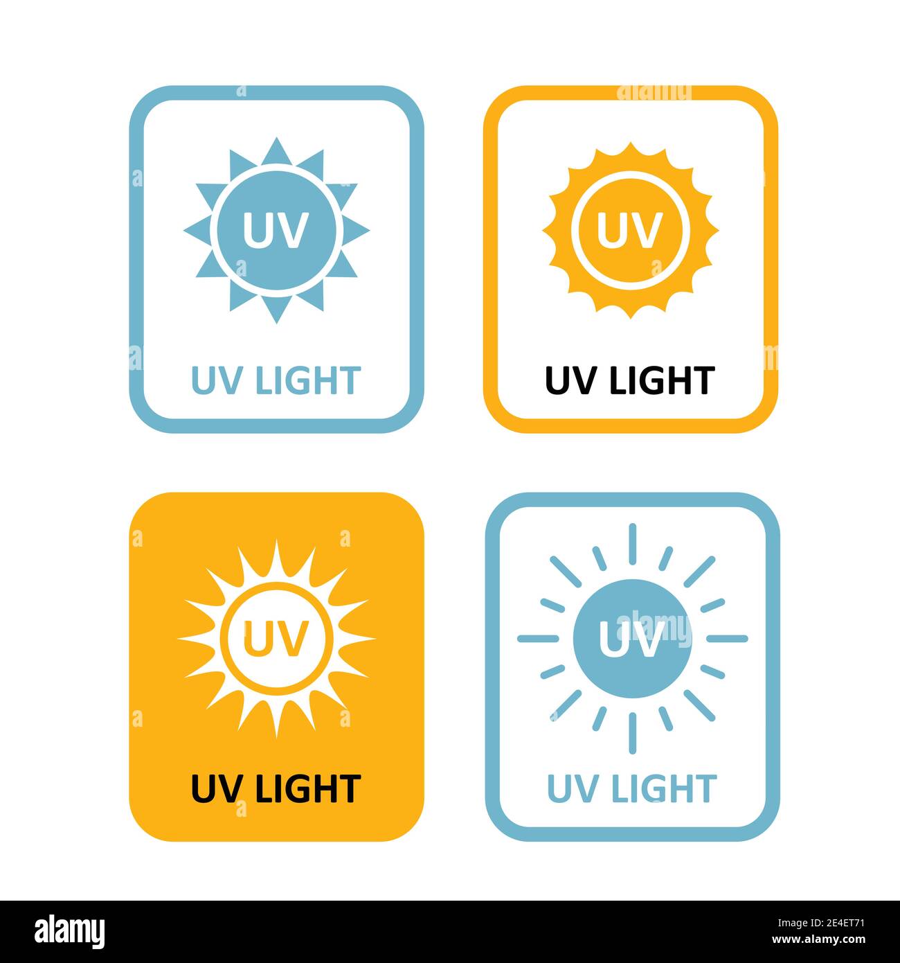 UV light labels, sterilization quartz light bulb information sign, UV-C tag icon, quartz disinfection lamp icon, vector Stock Vector
