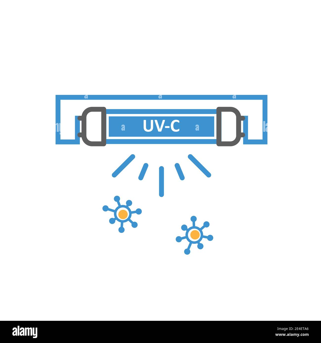 UV quartz light bulb for disinfection, ultraviolet lamp icon and viruses, vector Stock Vector