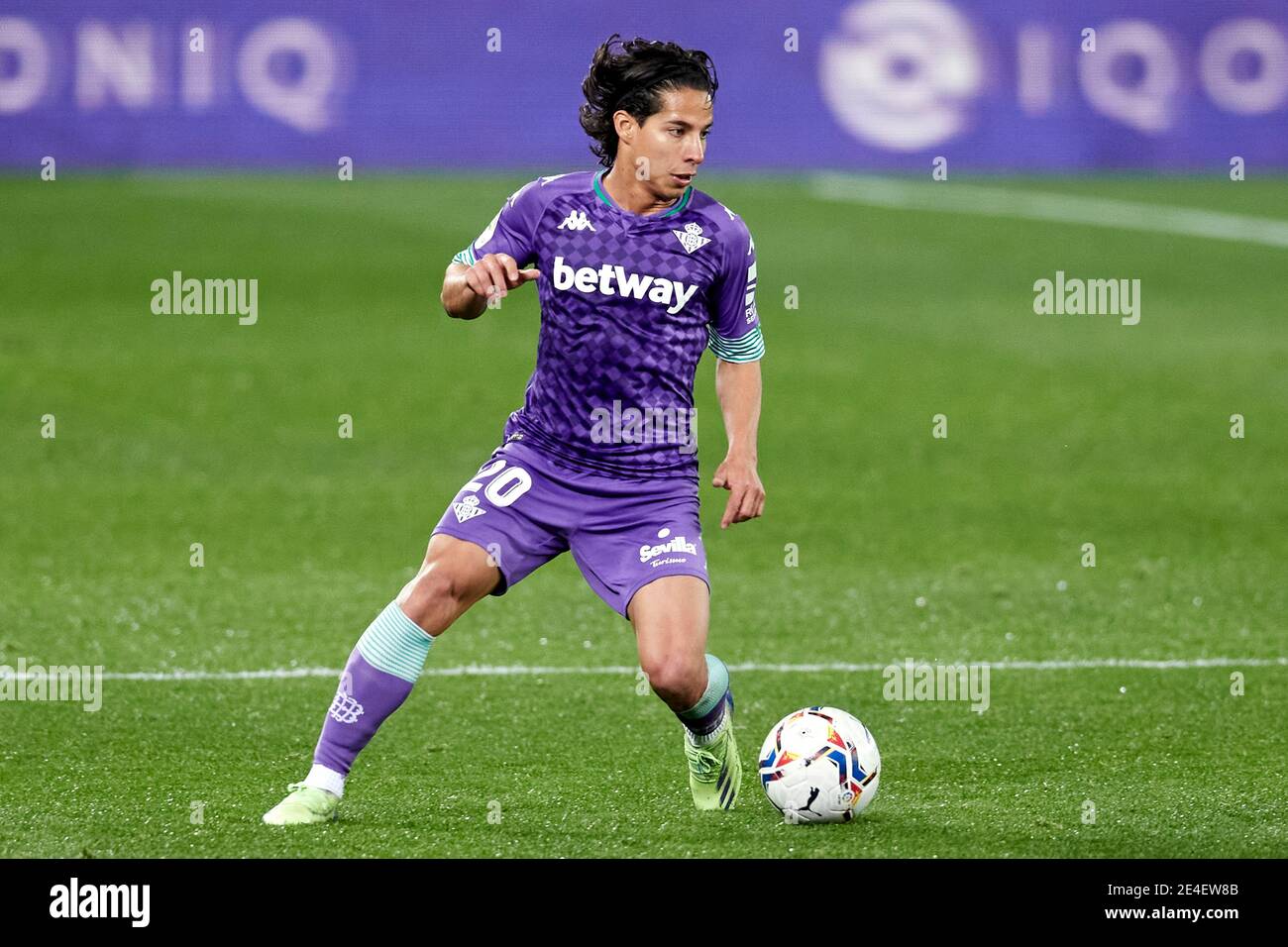 San Sebastian, Spain. 23 January, 2021. Diego Lainez of Real Betis Balompie  in action during the La Liga match between Real Sociedad CF and Real Betis  Balompie played at Reale Arena. Credit: