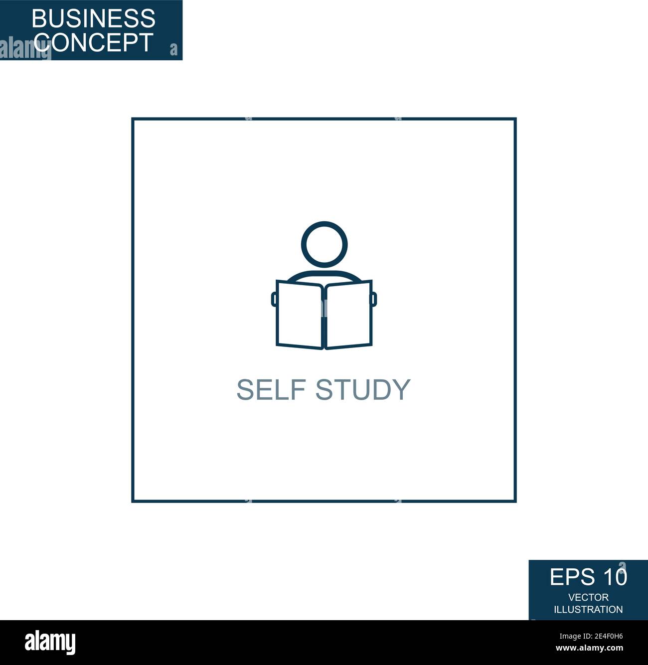 Business concept, web icon from thin lines. Self Study - Vector illustration Stock Vector
