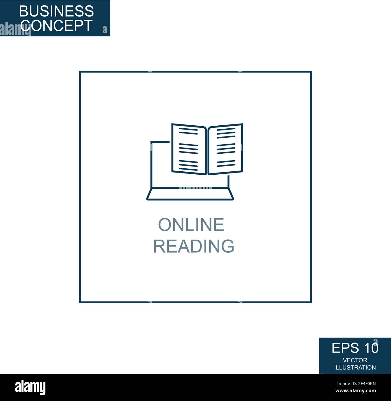 Business concept, web icon from thin lines. Online Reading - Vector illustration Stock Vector