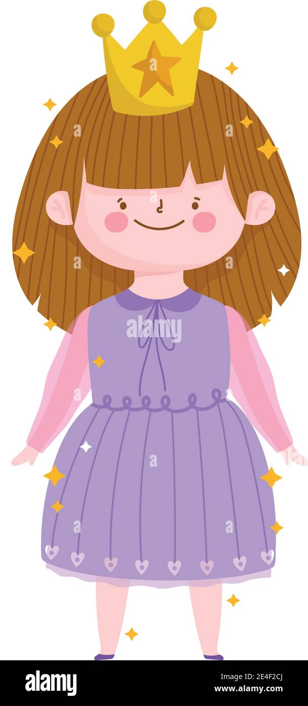 princess little girl with crown purple dress cartoon character vector  illustration vector illustration Stock Vector Image & Art - Alamy
