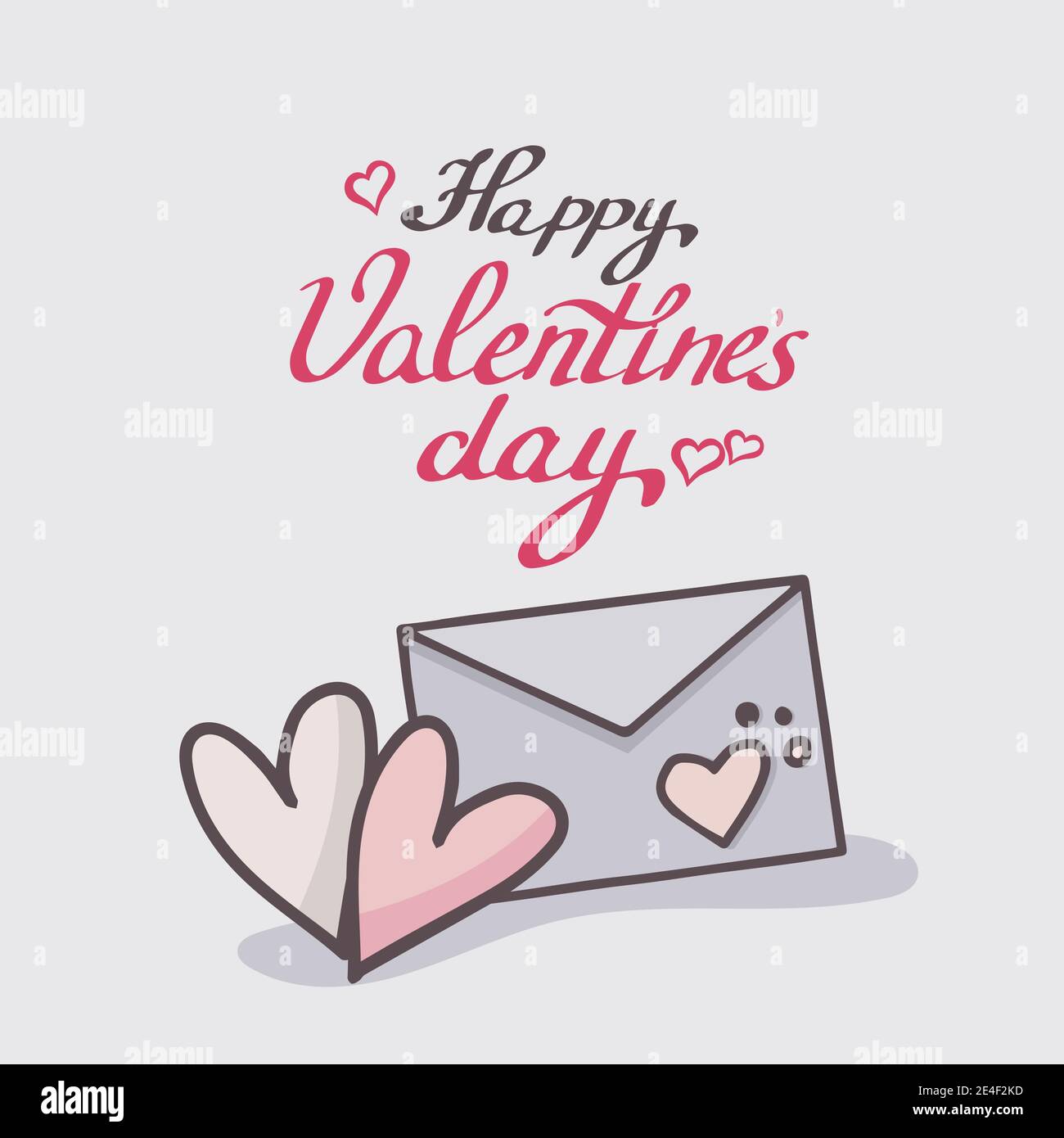 Romantic vector illustration. Two hearts and an envelope with a letter ...