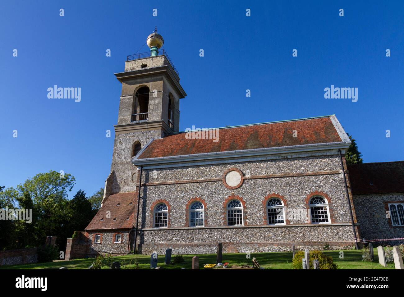 The Church of St Lawrence located beside the Dashwood Mausoleum on top