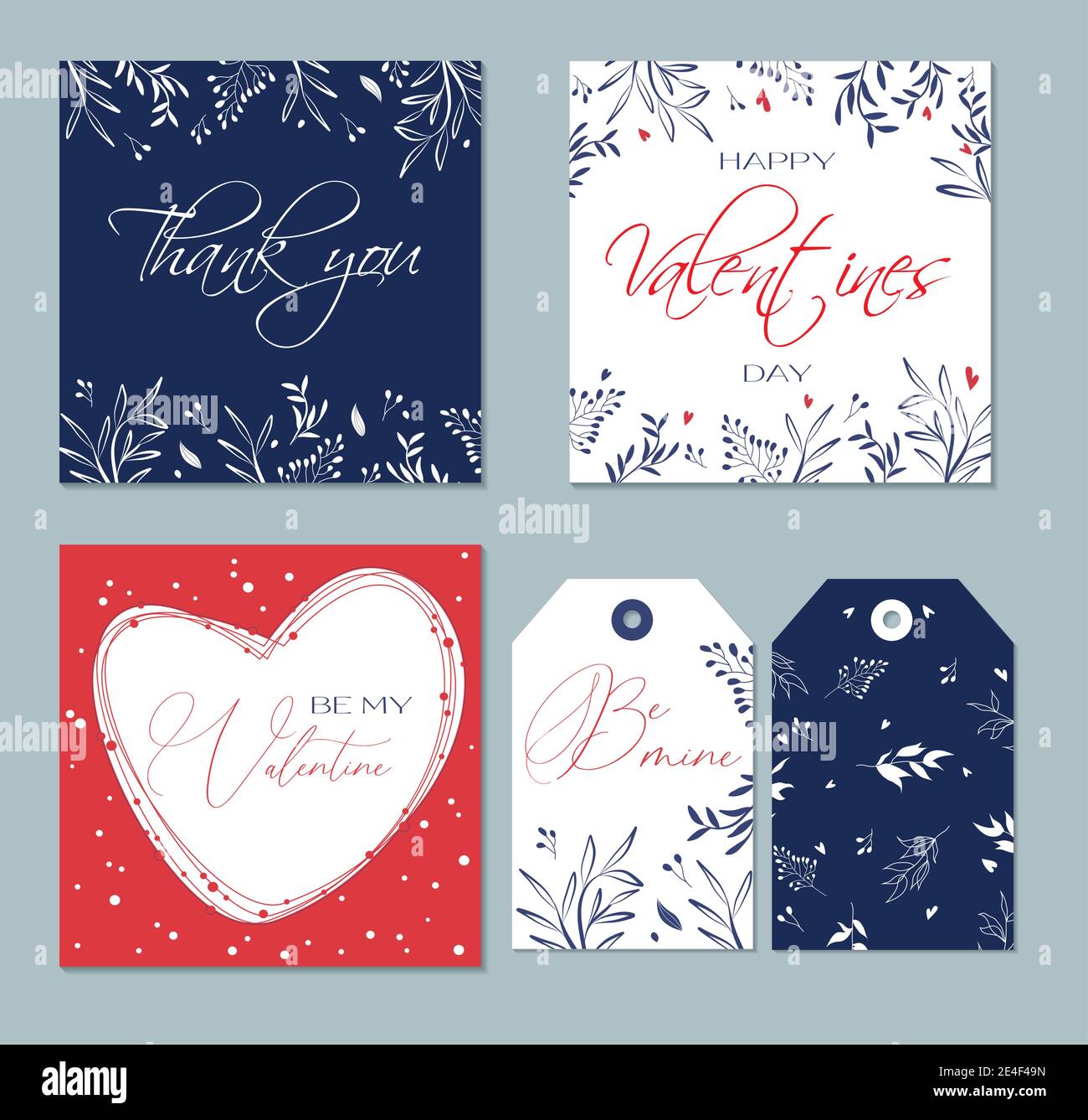 Set of trendy abstract card and tags for valentines day. For advertising flyers, greeting cards and social media posts. Delicate and modern design. Th Stock Vector