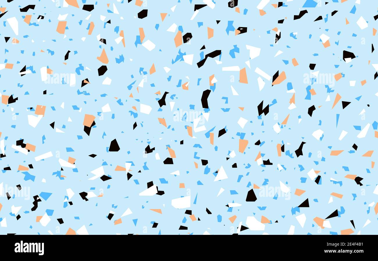 Geometric blue terrazzo seamless pattern. Abstract colourful modern ...