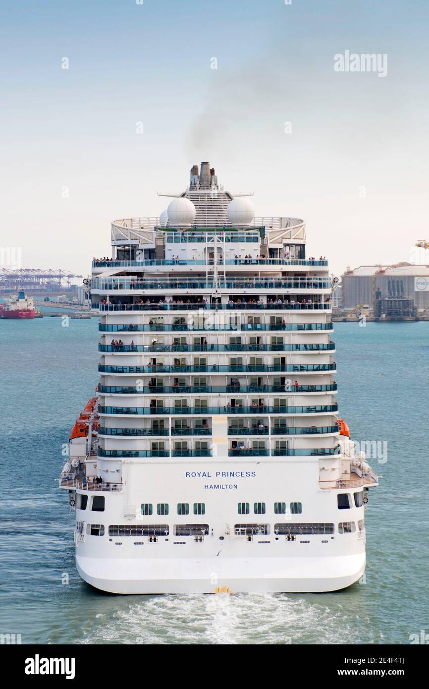 The Royal Princess cruise ship in Barcelona, Spain. The ship is operated by Princess Cruises, a subsidiary of Carnival Corporation. Stock Photo
