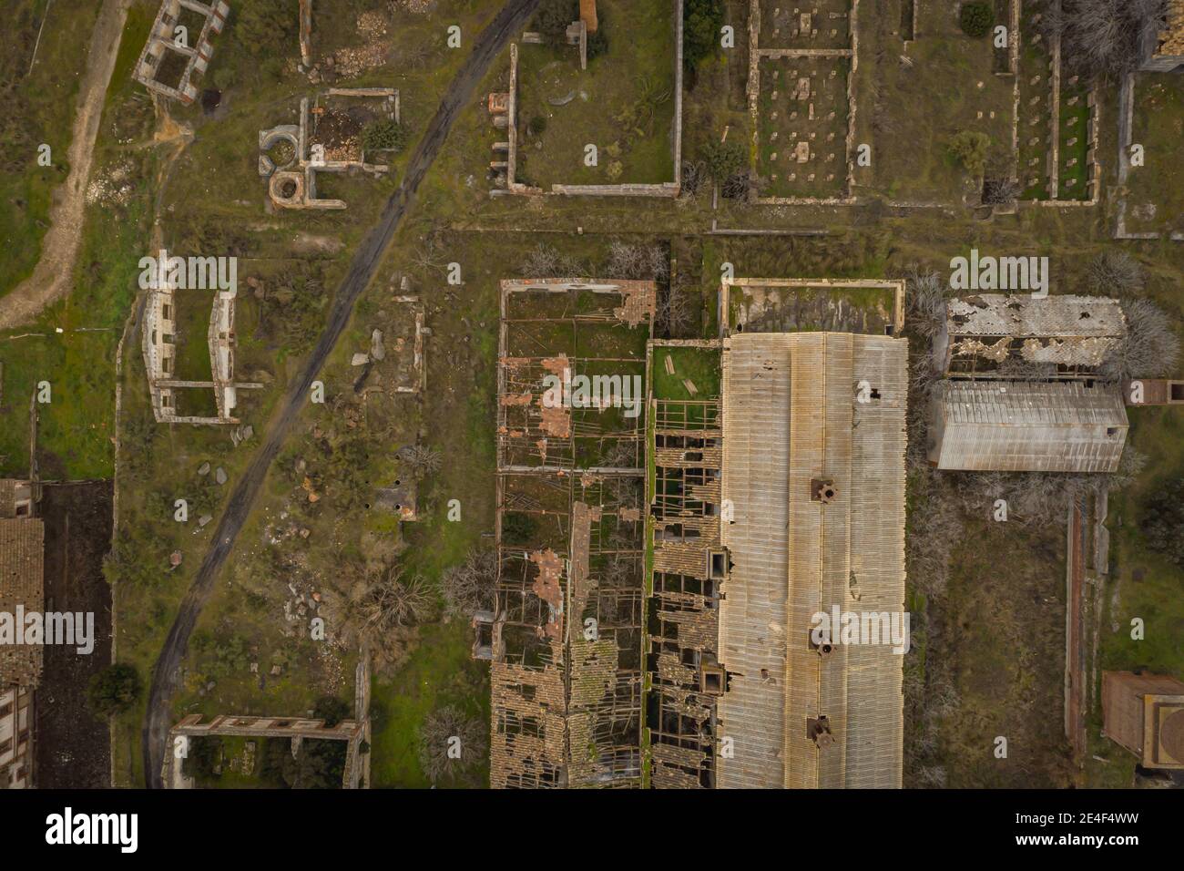 Aerial view of the Abandoned former mining operations peñarroya-pueblonuevo Spain Abandoned Industry Places Stock Photo