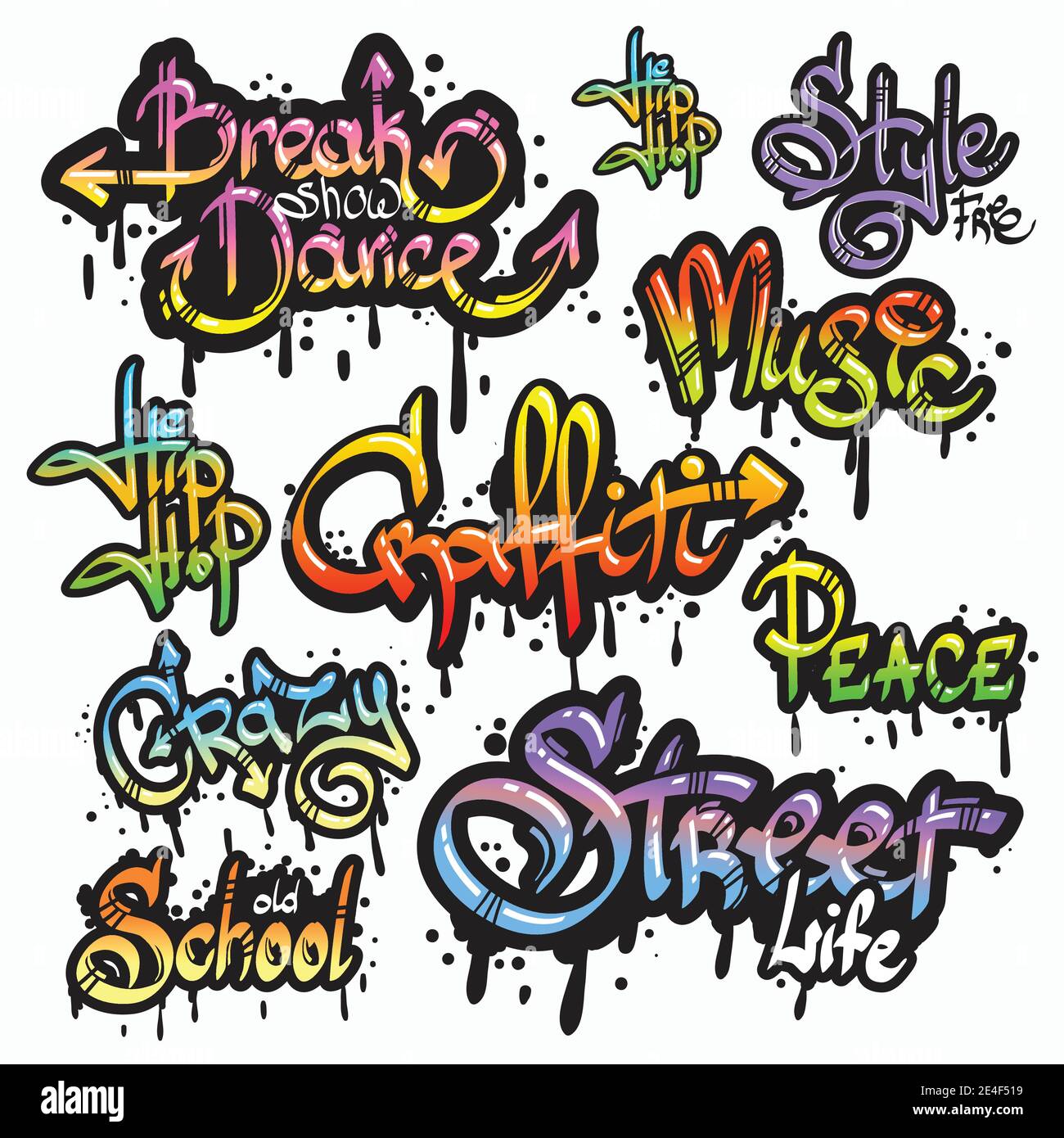 Expressive collection of graffiti urban youth art individual words digital spray  paint creator grunge isolated vector illustration Stock Vector Image & Art  - Alamy