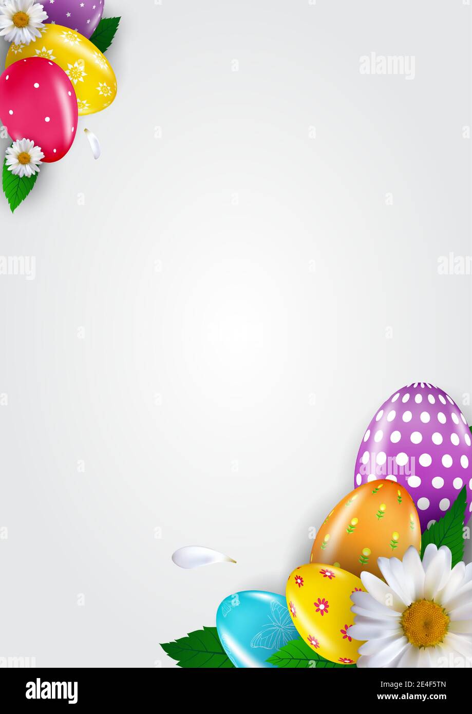 Happy Easter sale poster template with 3d realistic Easter eggs, bunny,  carrot, daisy flower. Template for advertising, poster, flyer, greeting  card Stock Vector Image & Art - Alamy