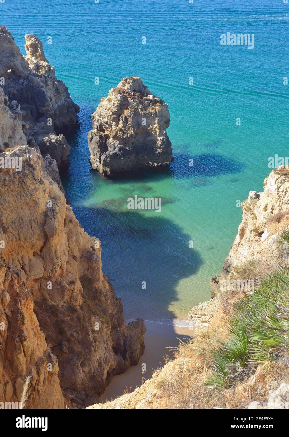 Sea Cliffs at Lagos Western Algarve Portugal. Stock Photo