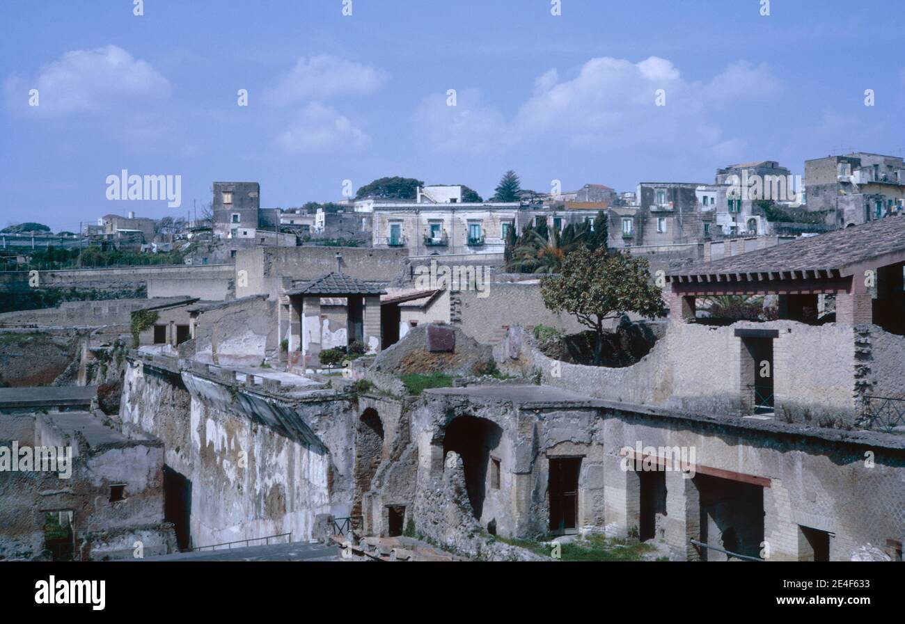 Ruins of Roman city Herculaneum (Ercolano) in Campania, Italy, buried ...