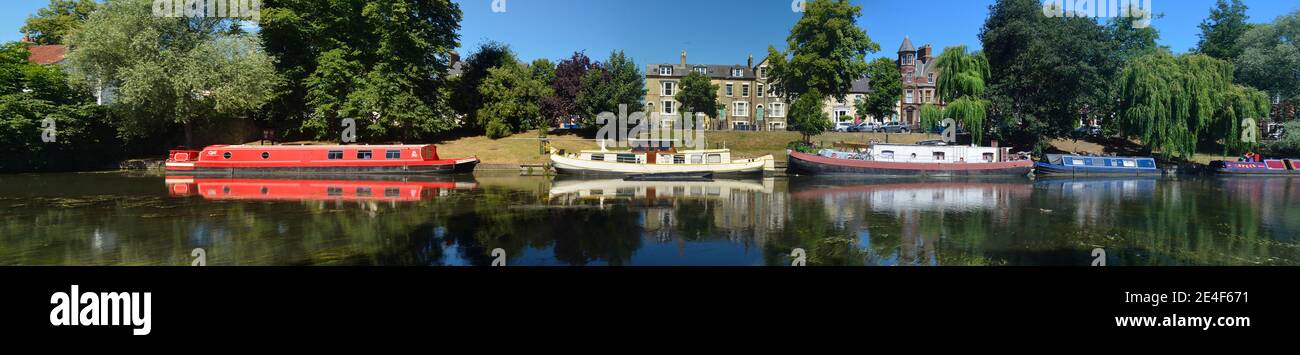 Narrow boats on the river Cam at Cambridge. Stock Photo