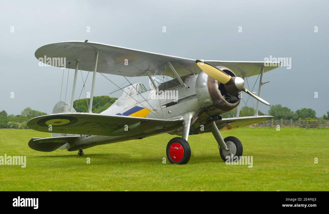 : Gloster Gladiator aircraft outside on airfield Stock Photo