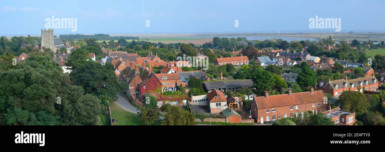 Panoramic View of the coastal Suffolk Village of Orford Stock Photo