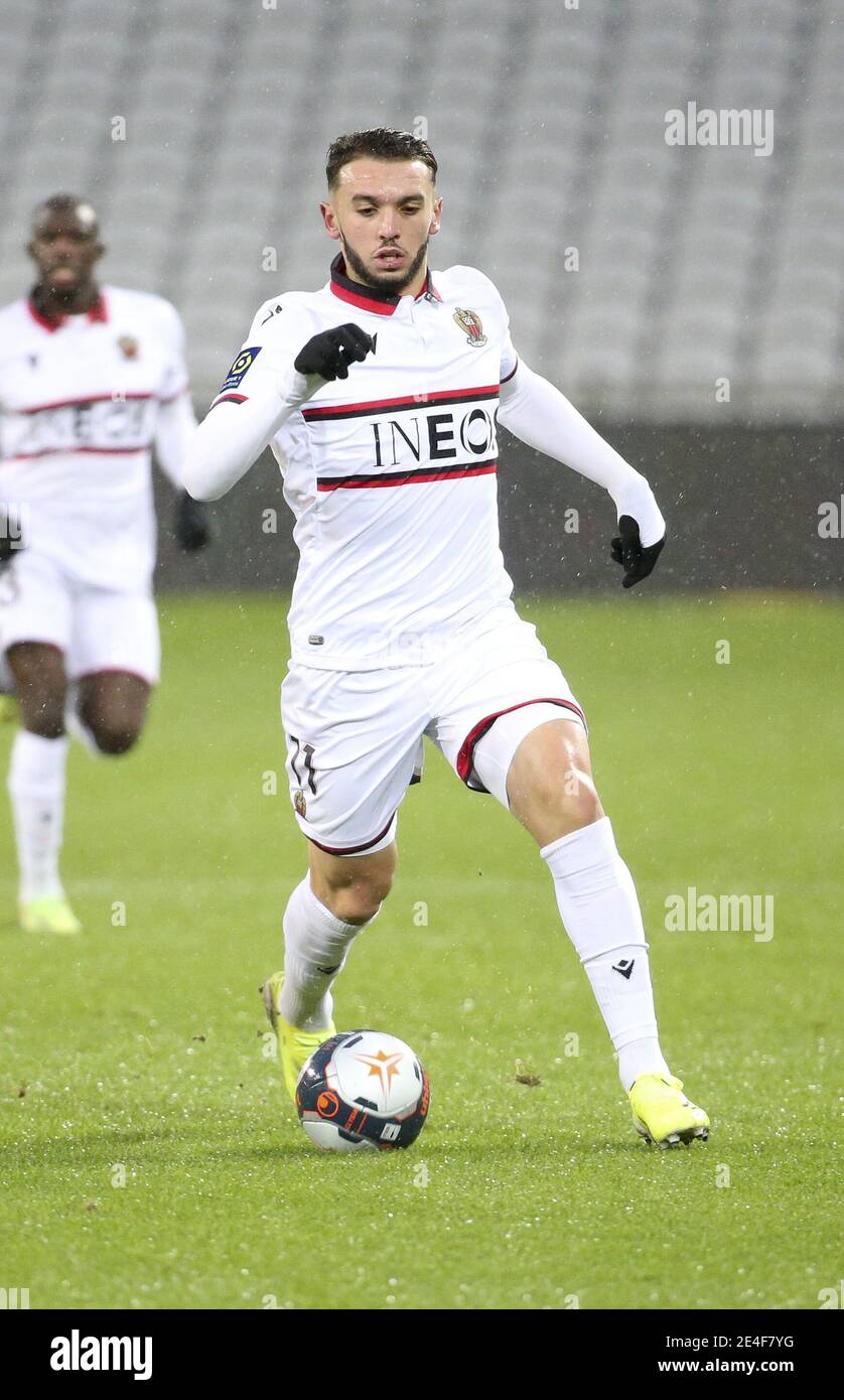 Amine Gouiri of Nice during the French championship Ligue 1 football match between RC Lens and OGC Nice on January 23, 2021 at stade Bollaert-Delelis in Lens, France - Photo Jean Catuffe / DPPI / LM Stock Photo