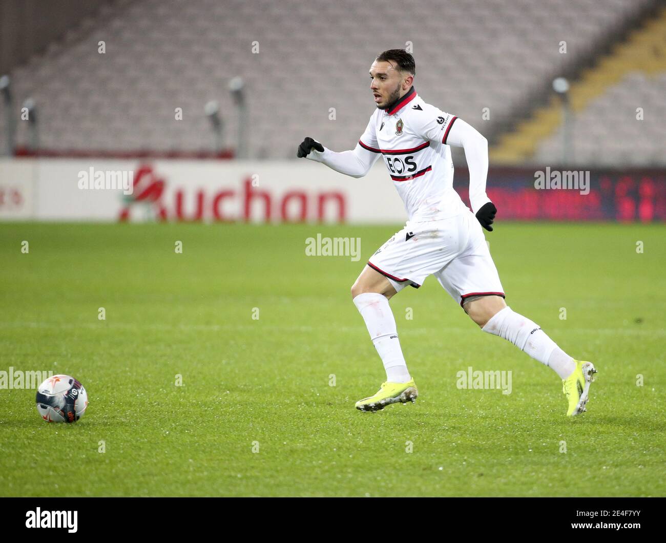 Amine Gouiri of Nice during the French championship Ligue 1 football match between RC Lens and OGC Nice on January 23, 2021 at stade Bollaert-Delelis in Lens, France - Photo Jean Catuffe / DPPI / LM Stock Photo