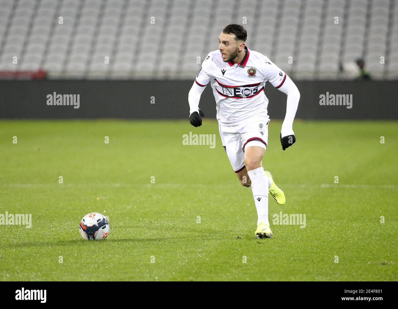 Amine Gouiri of Nice during the French championship Ligue 1 football match between RC Lens and OGC Nice on January 23, 2021 at stade Bollaert-Delelis in Lens, France - Photo Jean Catuffe / DPPI / LM Stock Photo