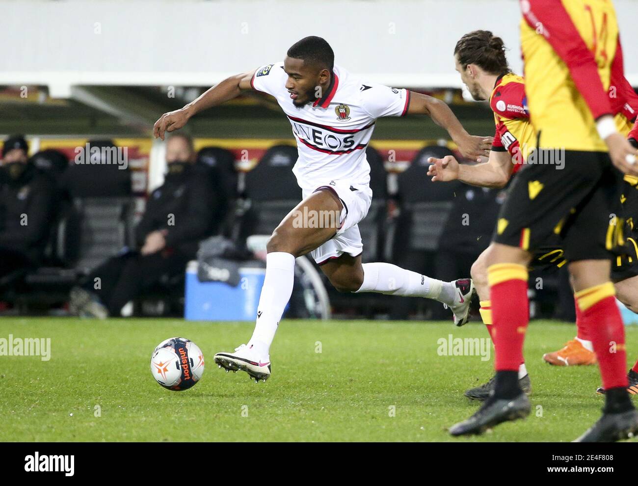 Myziane Maolida of Nice during the French championship Ligue 1 football match between RC Lens and OGC Nice on January 23, 2021 at stade Bollaert-Delelis in Lens, France - Photo Jean Catuffe / DPPI / LM Stock Photo