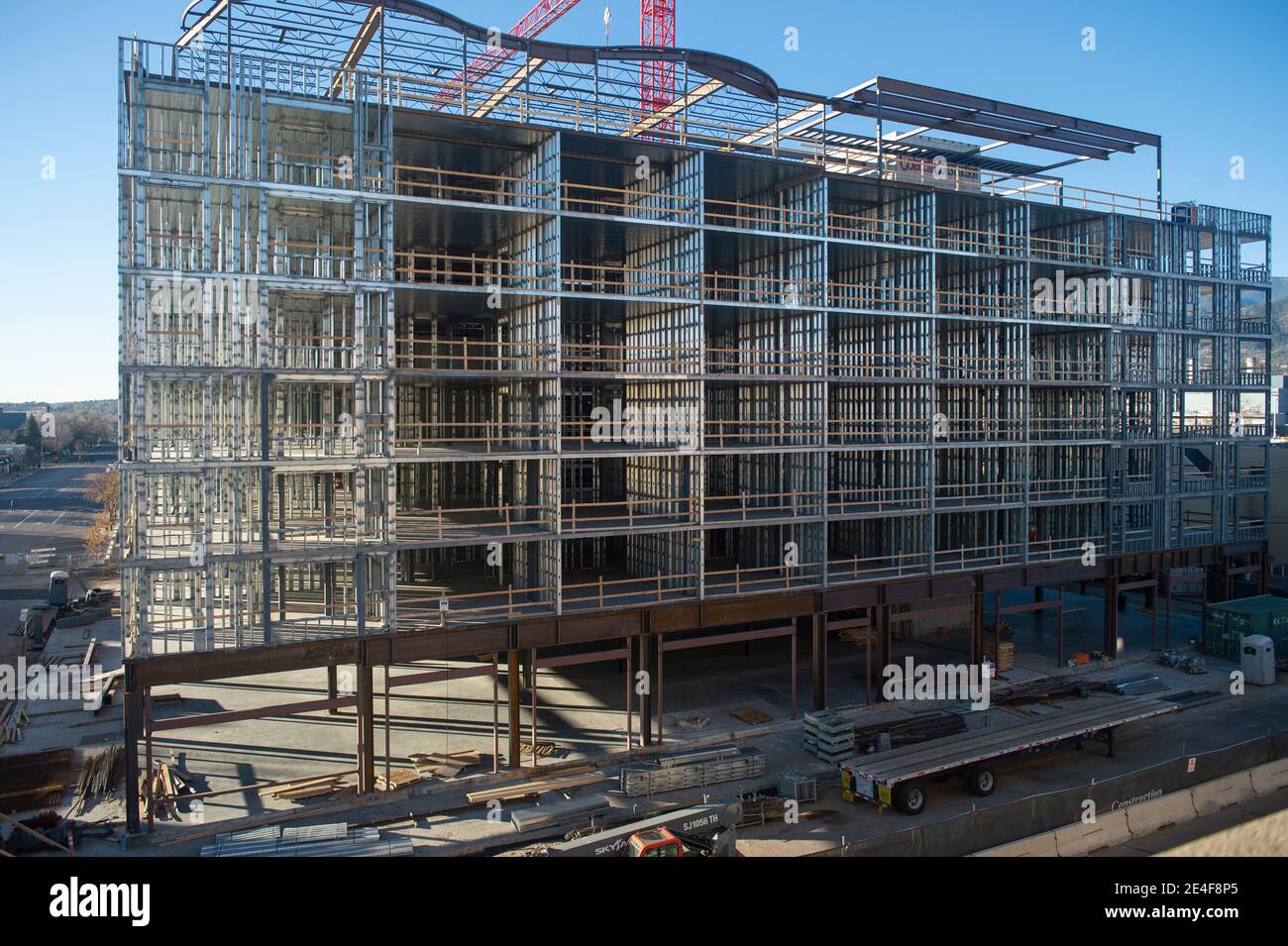 Detail views of hotel construction site, downtown Colorado Springs, CO  Dec. 6, 2020 Stock Photo