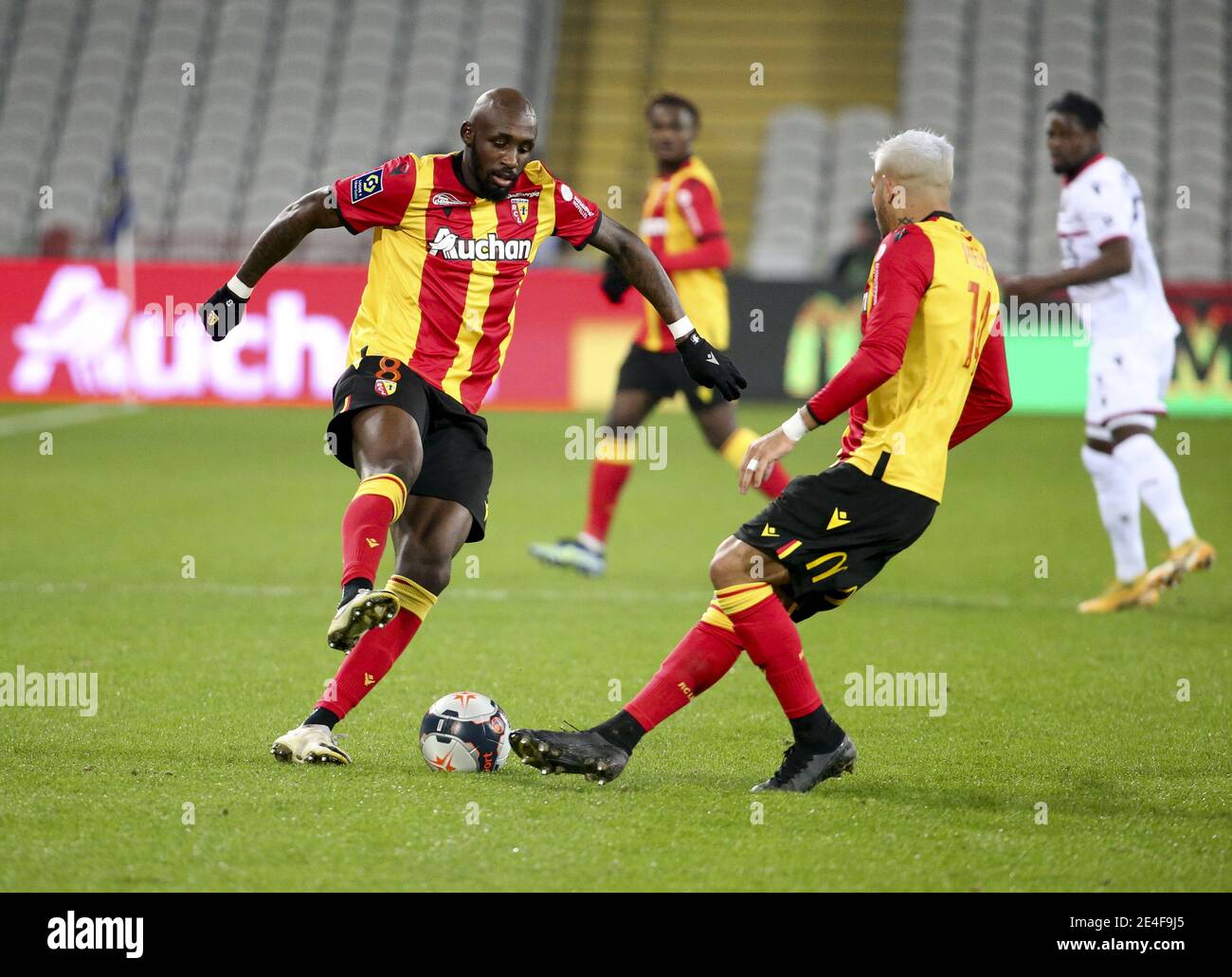 Seko Fofana, Facundo Medina of Lens during the French championship Ligue 1 football match between RC Lens and OGC Nice on January 23, 2021 at stade Bollaert-Delelis in Lens, France - Photo Jean Catuffe / DPPI / LM Stock Photo