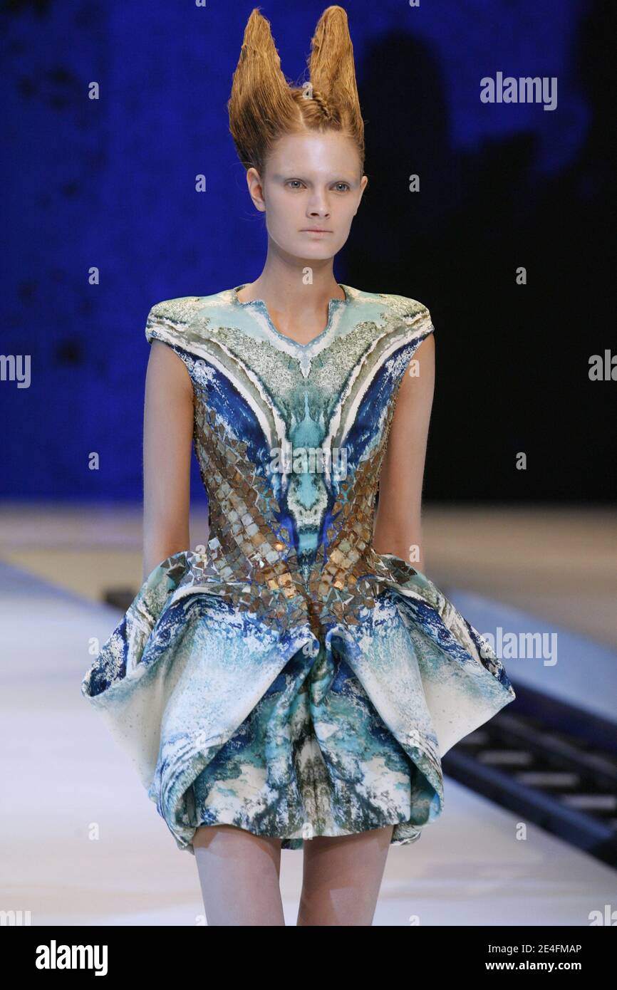 A model displays a creation by Alexander McQueen for his Spring Summer 2010 ready to wear