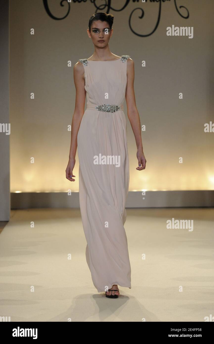 A model displays a creation by designer Collette Dinnigan for her  Spring-Summer 2010 ready-to-wear collection show held at the Westin Hotel  in Paris, France, on October 7, 2009. Photo by Alain  Gil-Gonzalez/ABACAPRESS.COM
