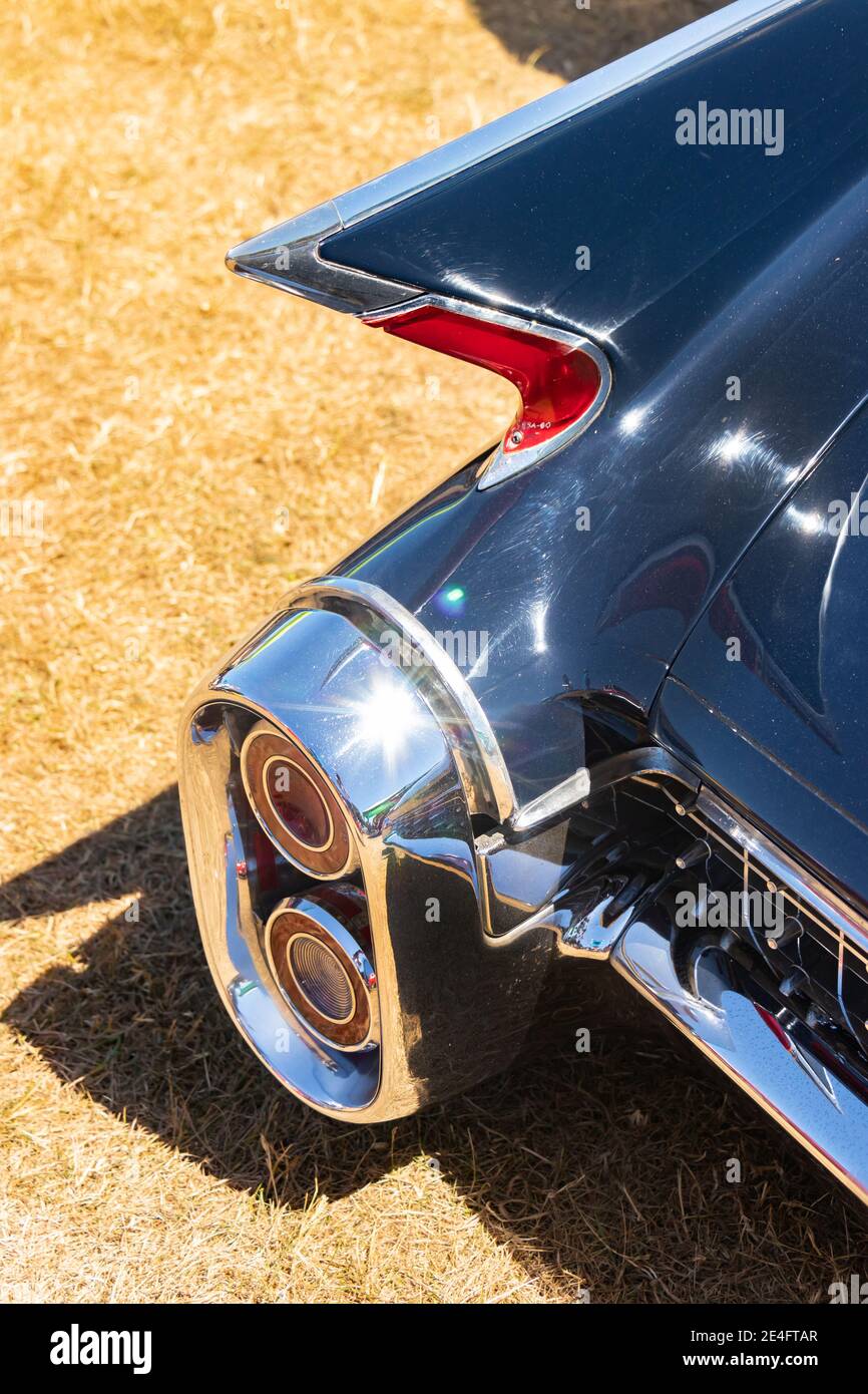 close up detail of rear lights and fin of vintage 1959 1960 american ...