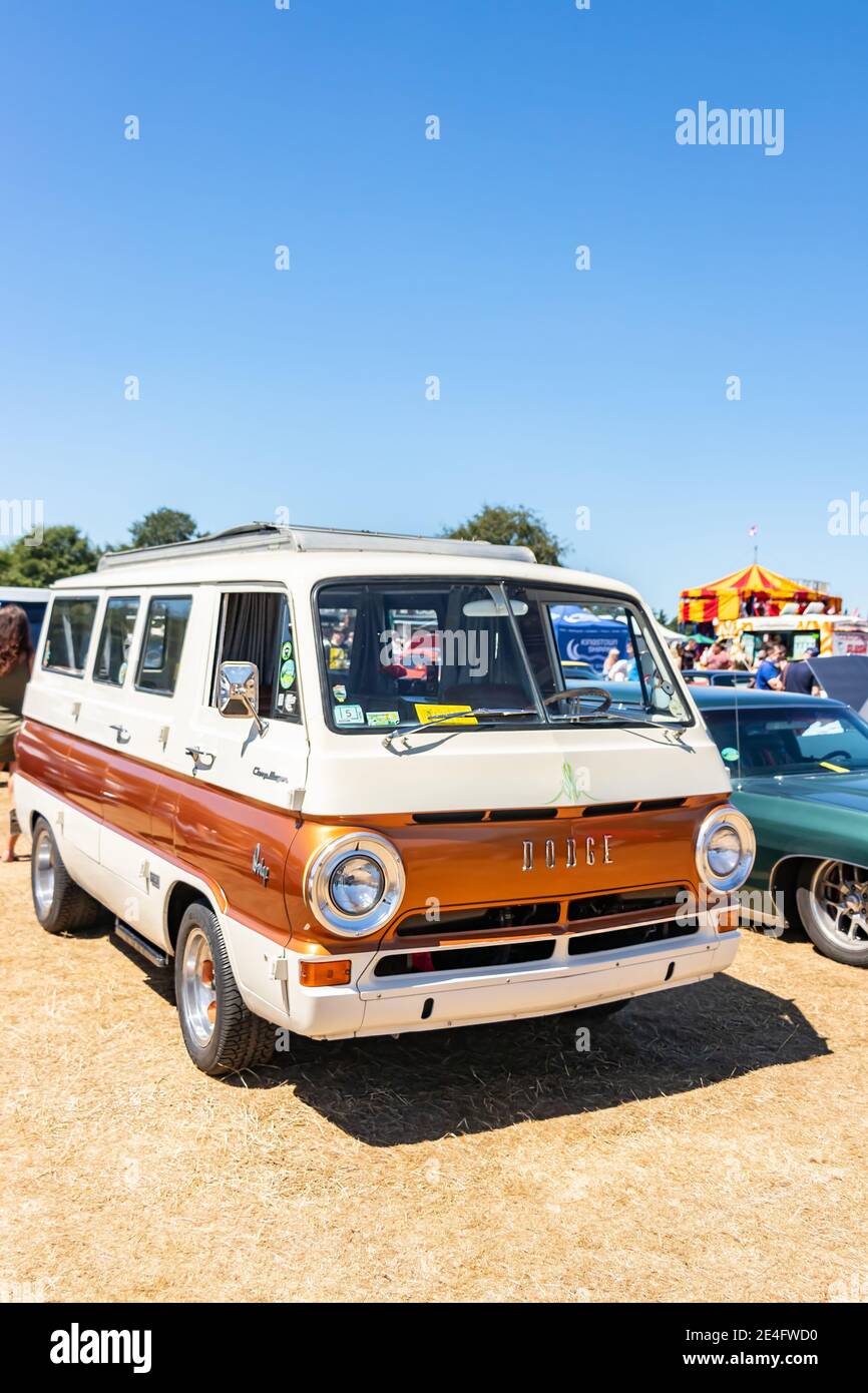 1966 vintage Dodge A100 camp wagon van at American classic car show Stock Photo